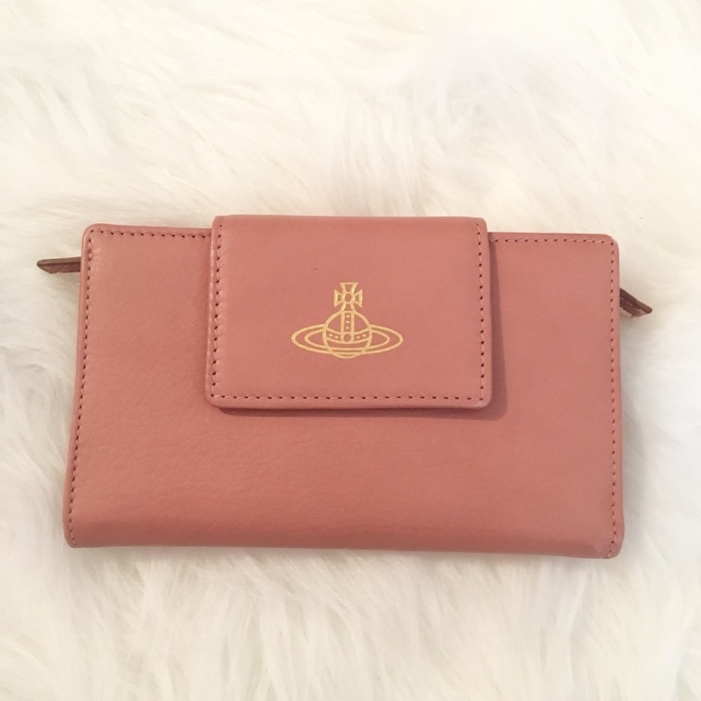 Vivienne Westwood Blush Wallet w Gold Saturn Foil